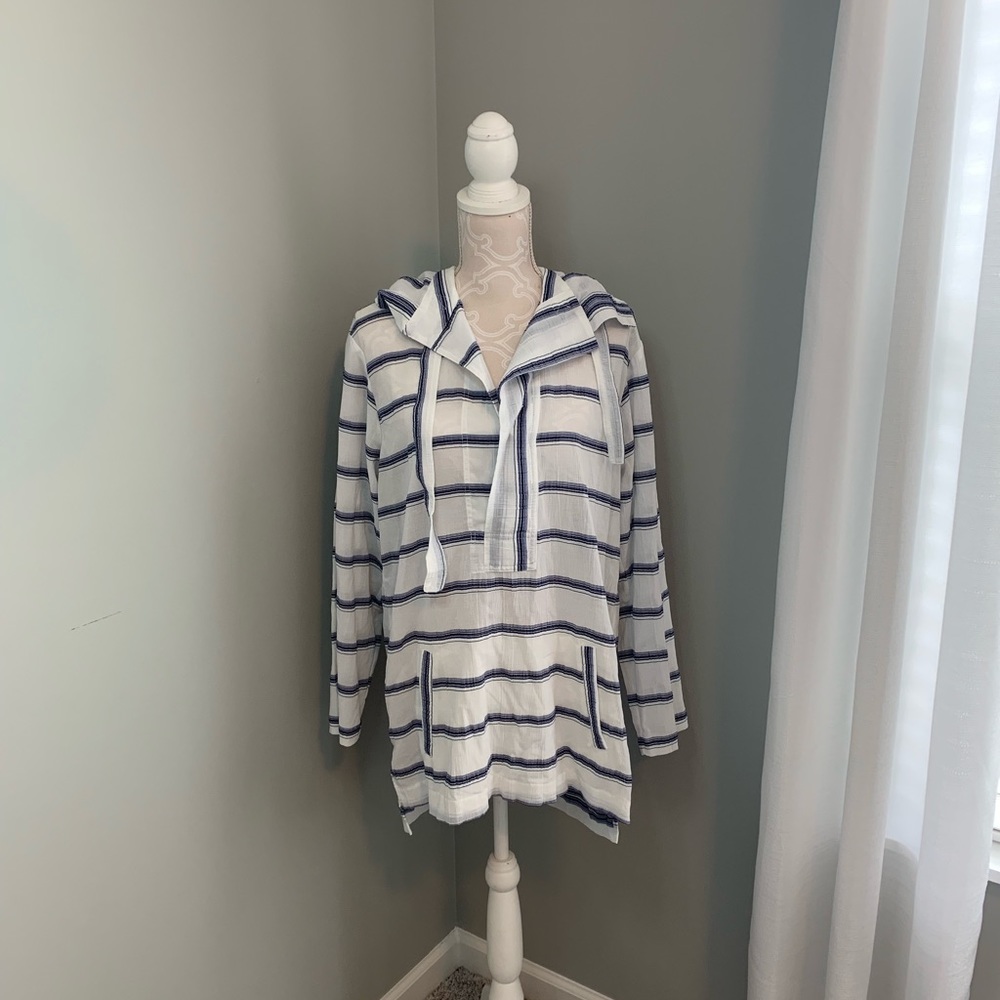 A.L.C striped half button pullover size medium